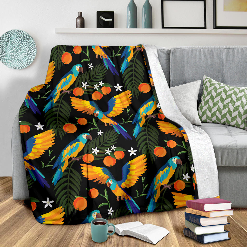Macaw Pattern Print Design 03 Premium Blanket