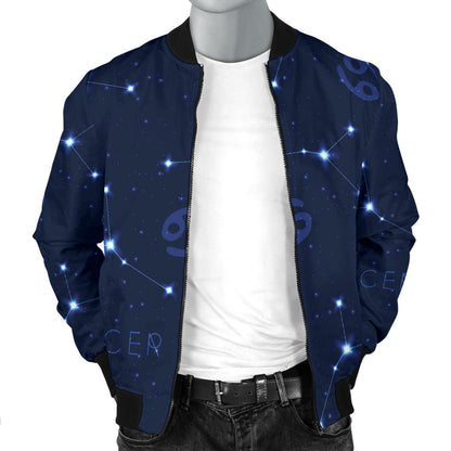 Cancer Zodiac Pattern Print Design 05 Men Bomber Jacket