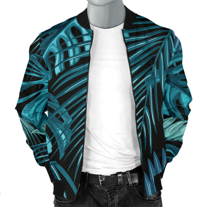 Palm Leaf Pattern Print Design A03 Men Bomber Jacket