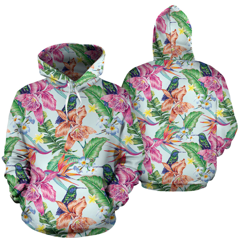 Hummingbird Tropical Pattern Print Design 05 Pullover Hoodie