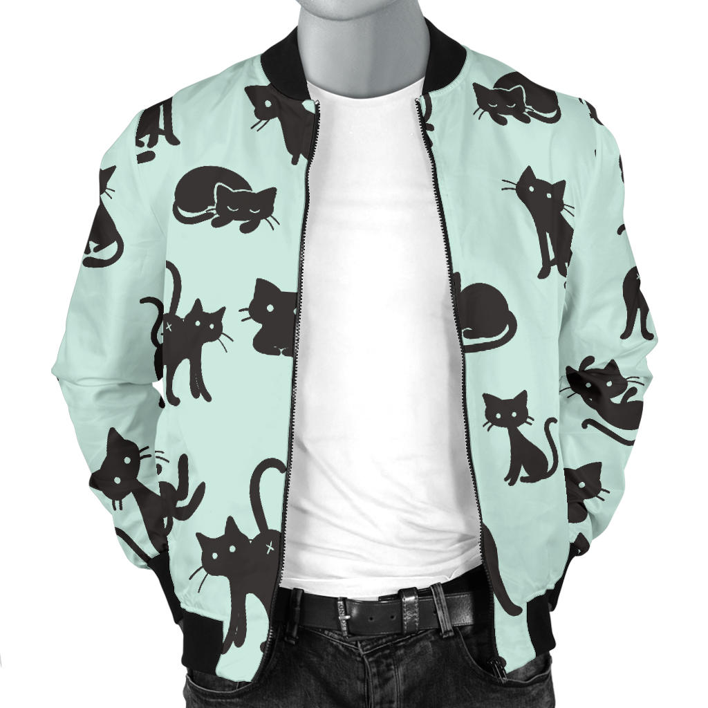 Black Cat Pattern Print Design 04 Men Bomber Jacket