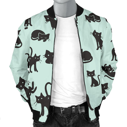 Black Cat Pattern Print Design 04 Men Bomber Jacket