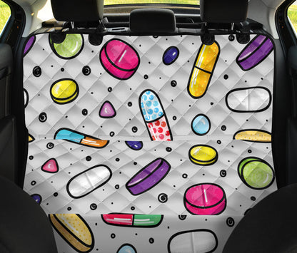 Pill Pattern Print Design A04 Rear Dog Car Seat Cover Hammock