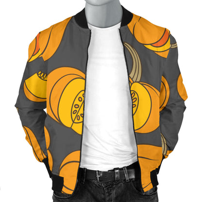 Pumpkin Pattern Print Design A03 Men Bomber Jacket
