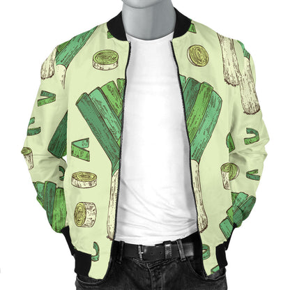 Leek Pattern Print Design 04 Men Bomber Jacket