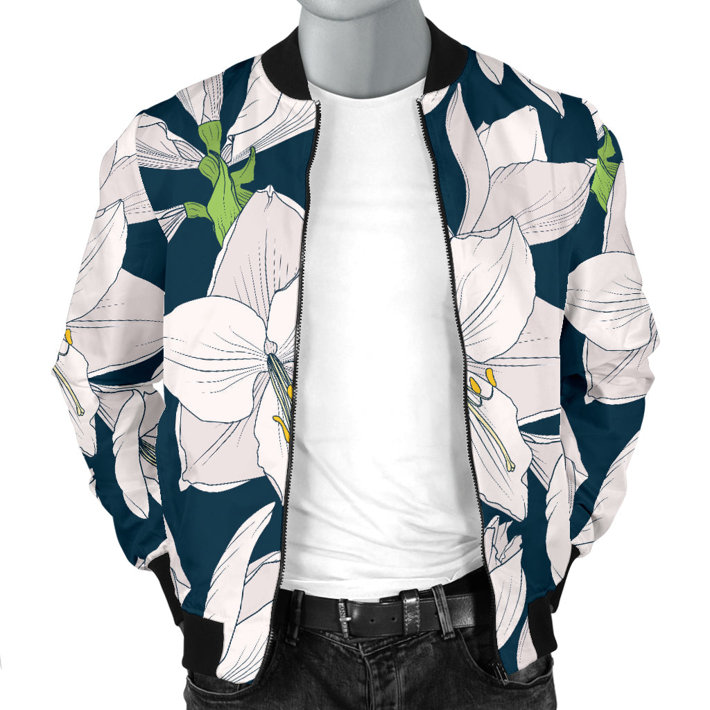 Amaryllis Pattern Print Design 01 Men Bomber Jacket