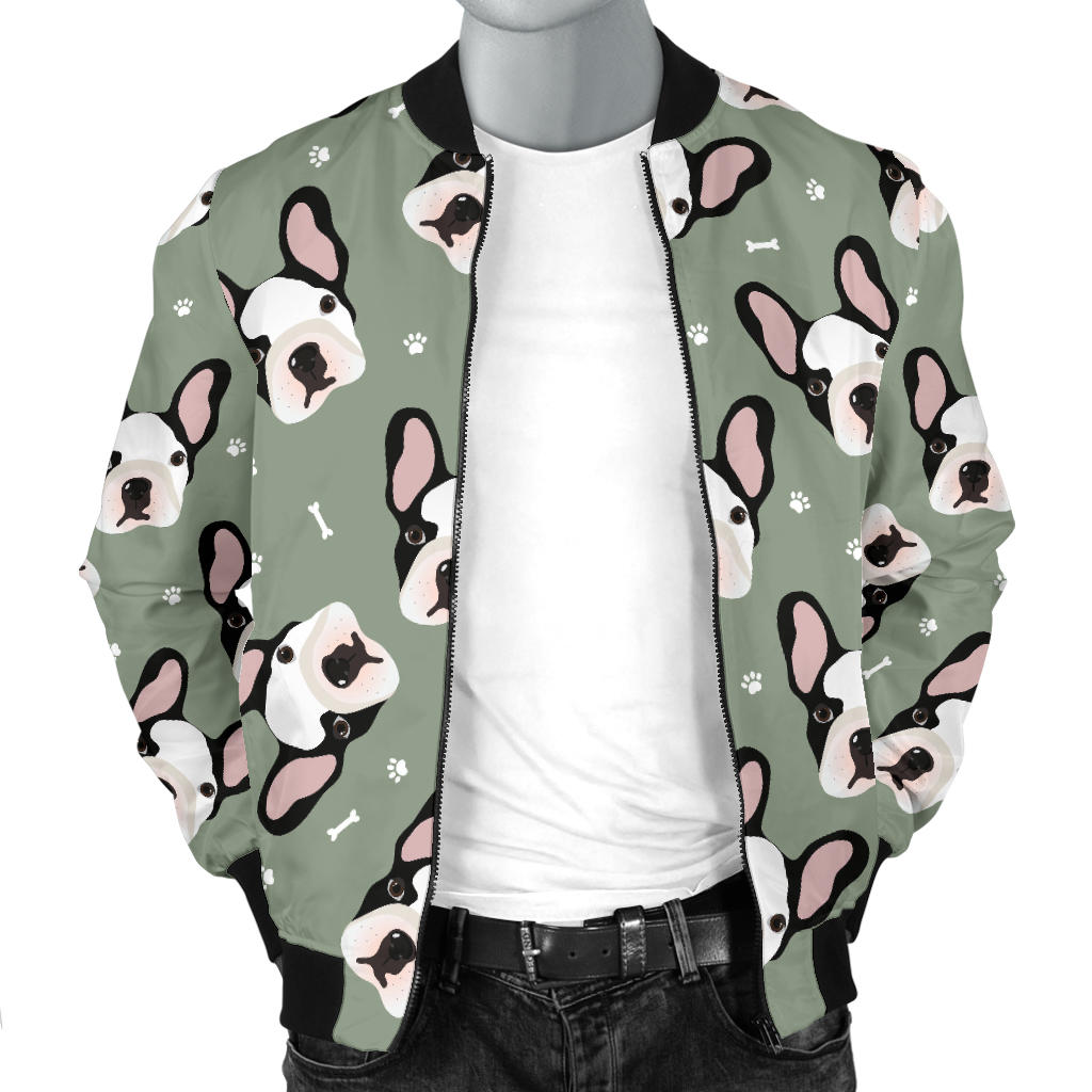 Boston Terrier Pattern Print Design 05 Men Bomber Jacket