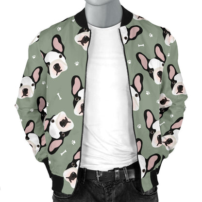Boston Terrier Pattern Print Design 05 Men Bomber Jacket