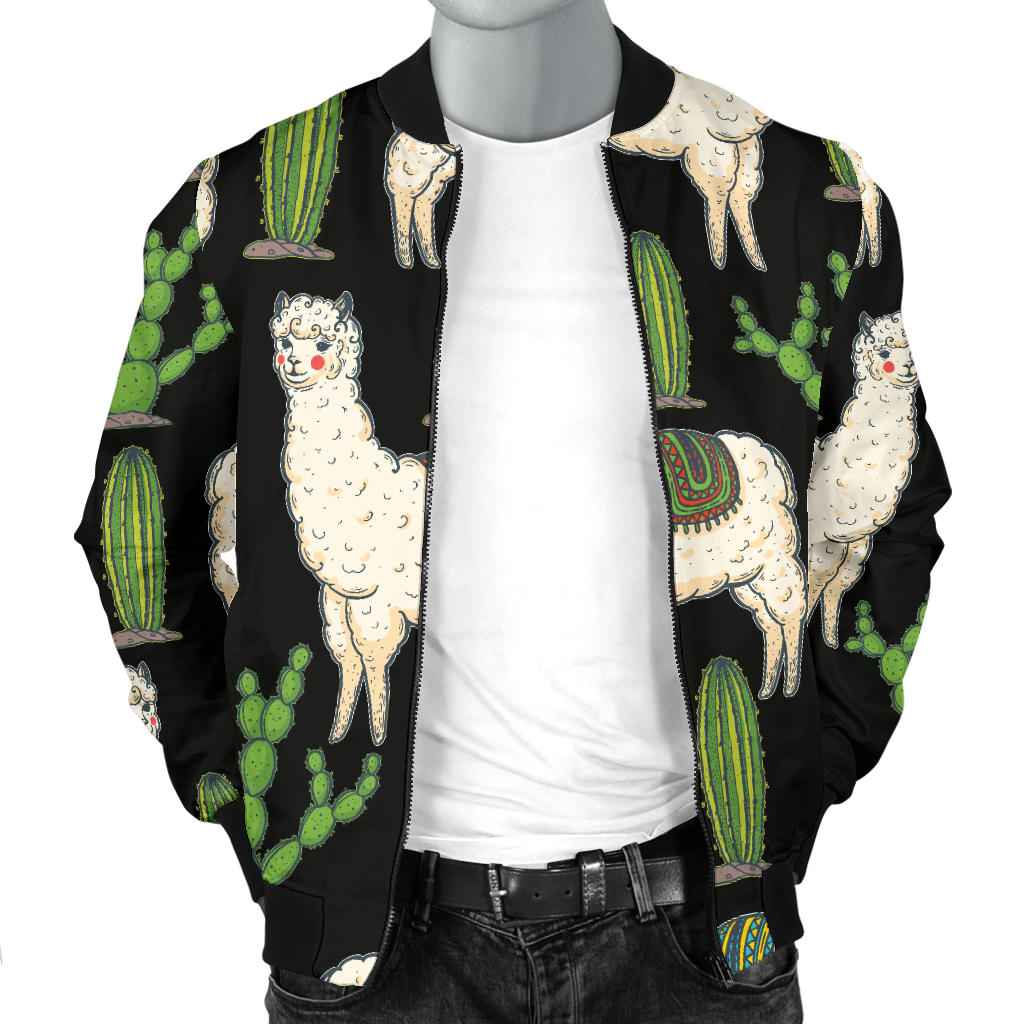 Llama Cactus Pattern Print Design 011 Men Bomber Jacket
