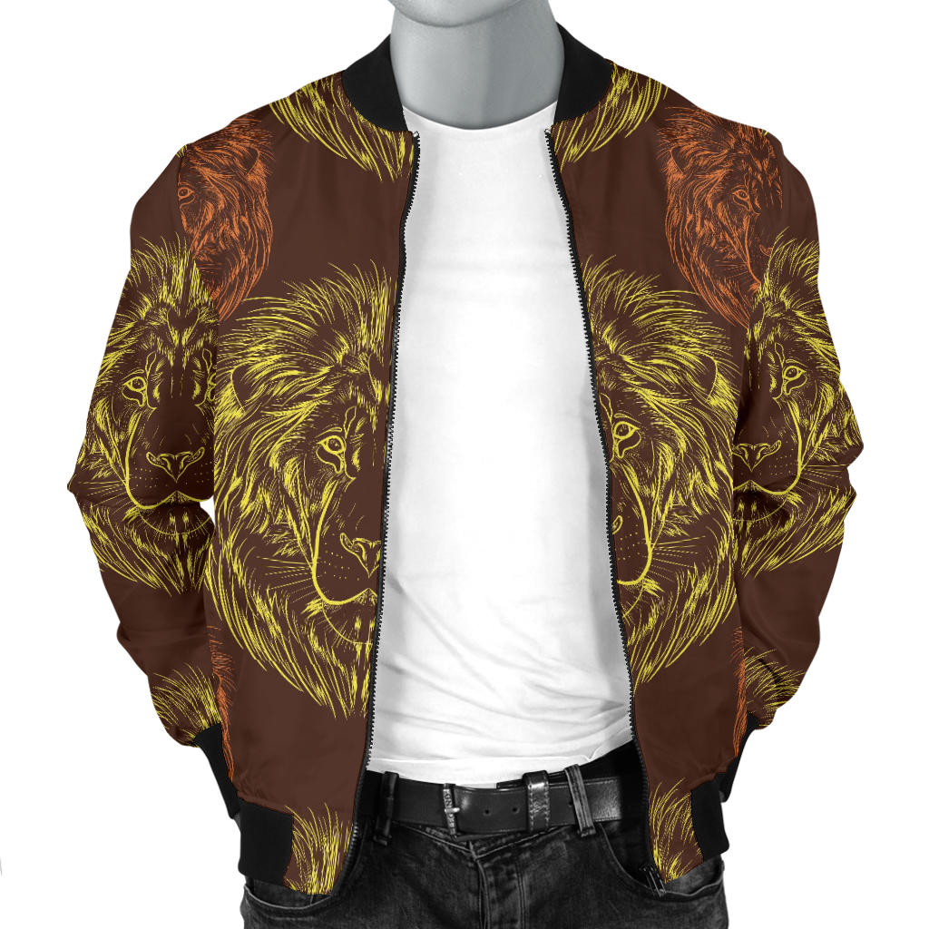 Lion Pattern Print Design 04 Men Bomber Jacket