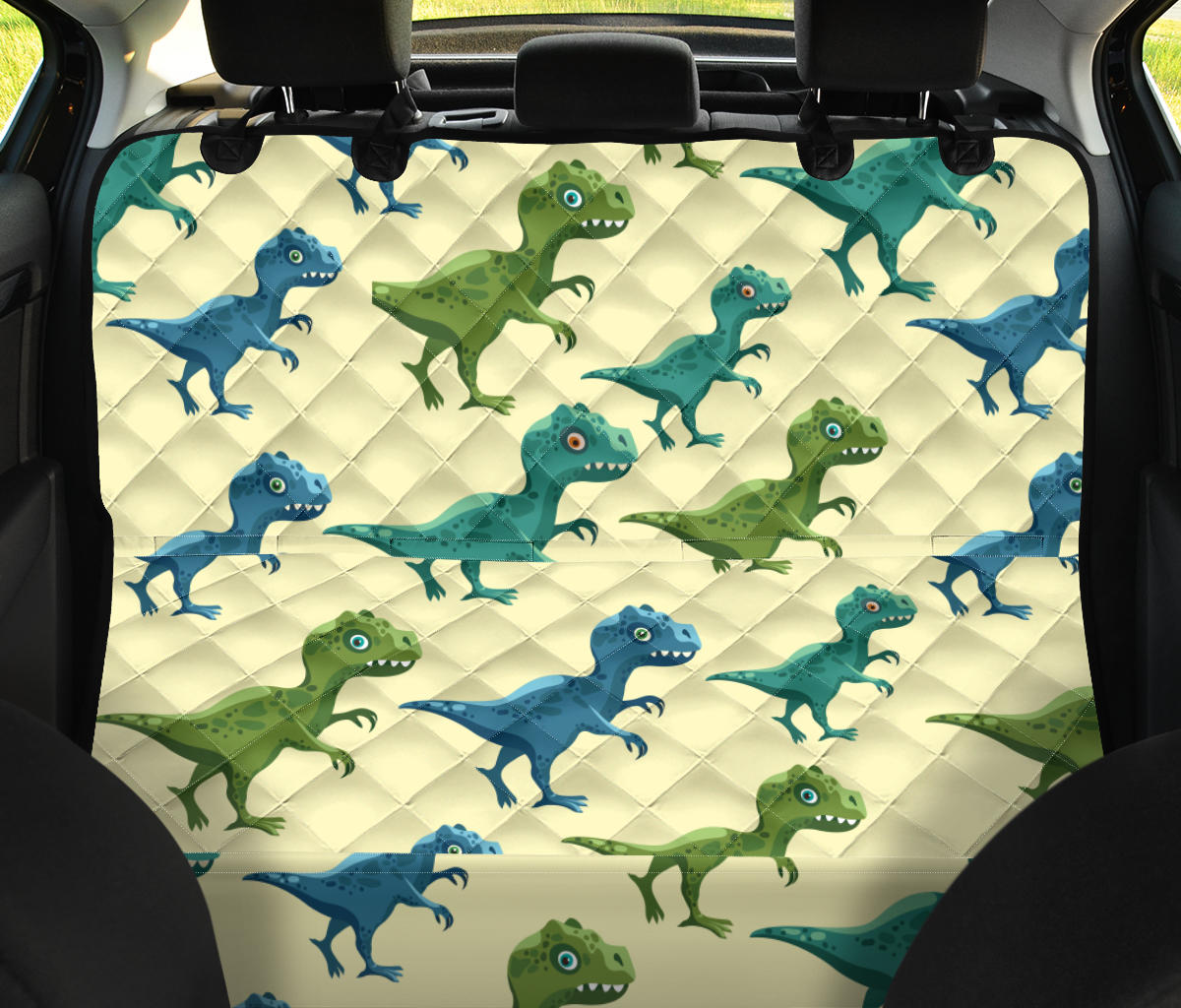T Rex Pattern Print Design A04 Rear Dog Car Seat Cover Hammock