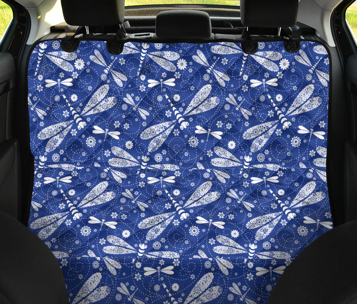 Dragonfly Pattern Print Design 03 Rear Dog Car Seat Cover Hammock
