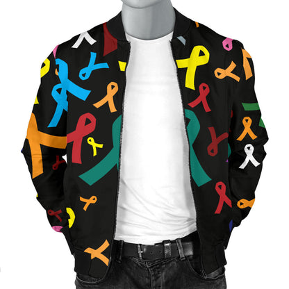 Cancer Awareness Pattern Print Design 03 Men Bomber Jacket