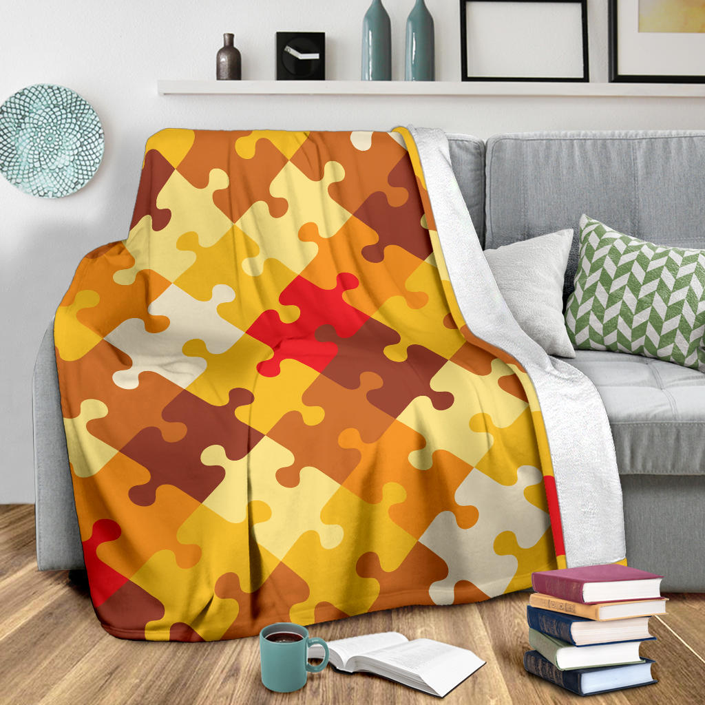 Puzzle Pattern Print Design A01 Premium Blanket