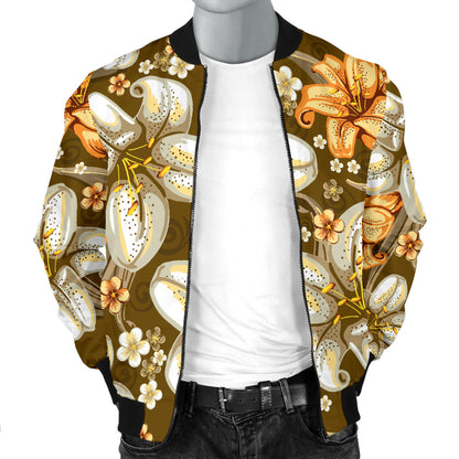 Lily Pattern Print Design 01 Men Bomber Jacket