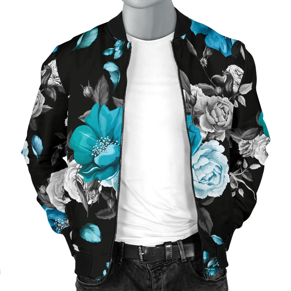 Rose Pattern Print Design A02 Men Bomber Jacket