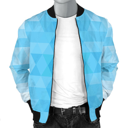 Geometric Blue Pattern Print Design 01 Men Bomber Jacket