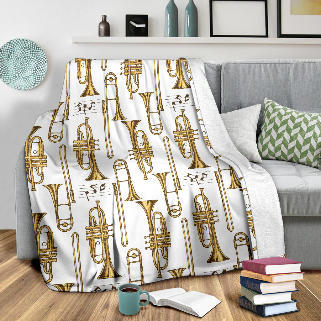 Trombone Pattern Print Design 04 Premium Blanket