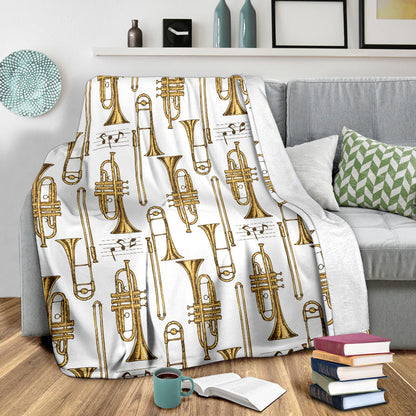 Trombone Pattern Print Design 04 Premium Blanket