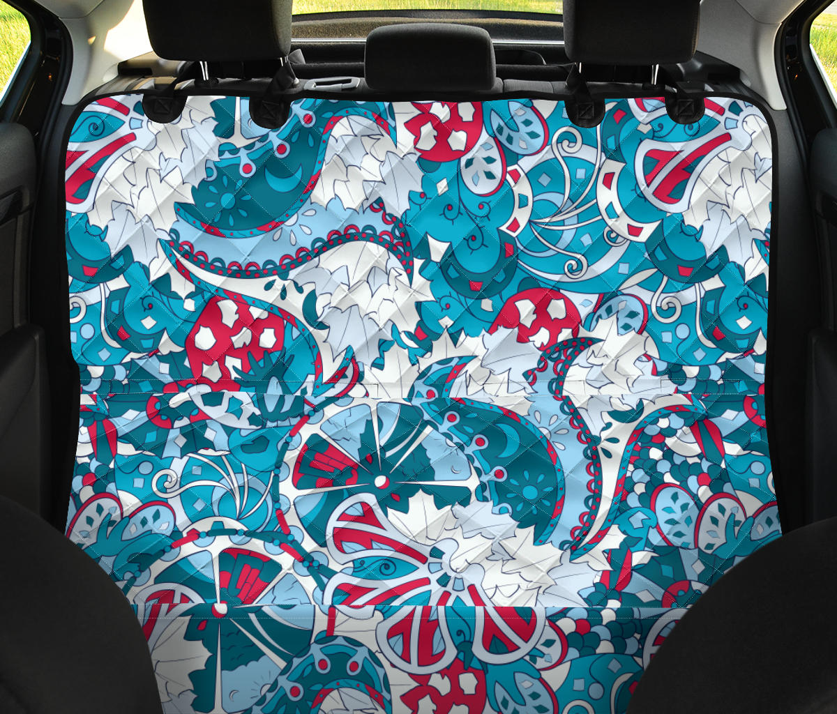 Funky Retro Pattern Print Design A05 Rear Dog Car Seat Cover Hammock