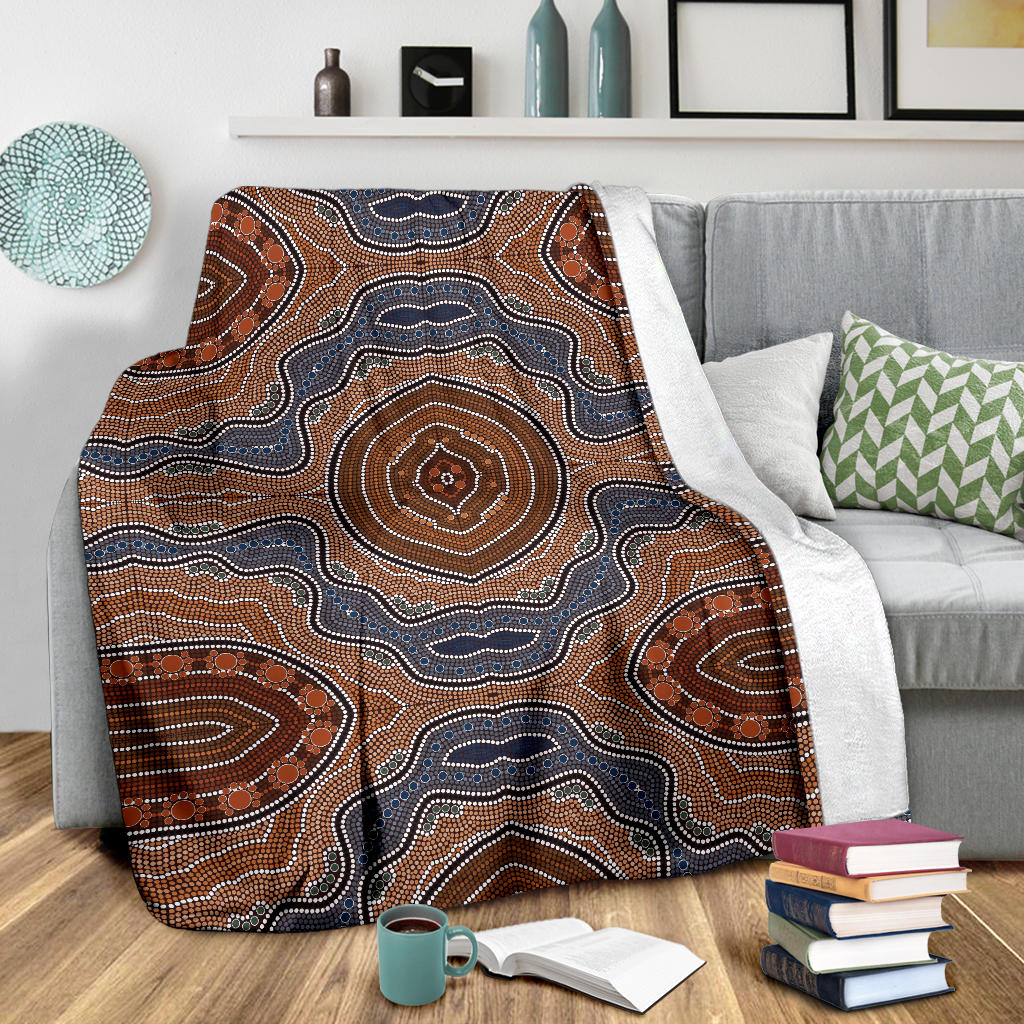 Aboriginal Pattern Print Design 01 Premium Blanket