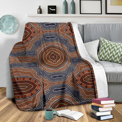 Aboriginal Pattern Print Design 01 Premium Blanket