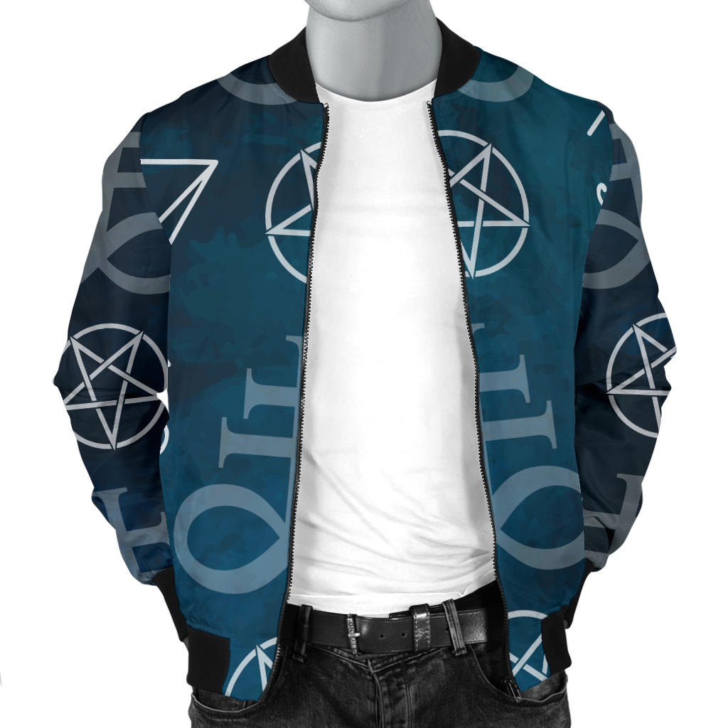 Pentagram Pattern Print Design A03 Men Bomber Jacket