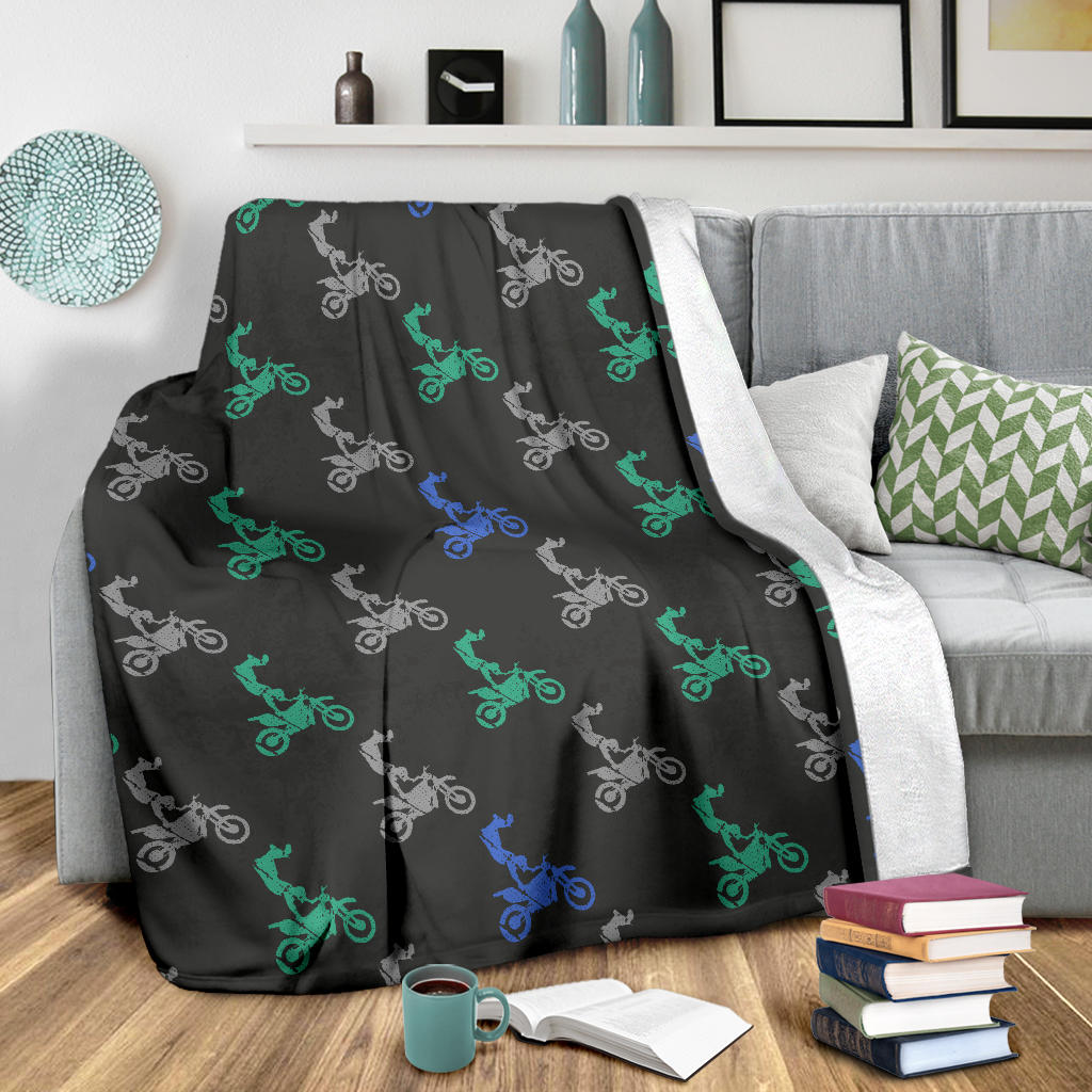 Motocross Pattern Print Design 02 Premium Blanket