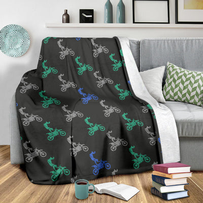 Motocross Pattern Print Design 02 Premium Blanket