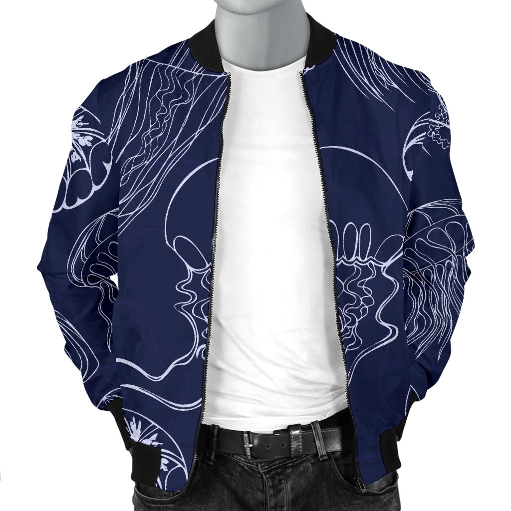 Jellyfish Pattern Print Design 05 Men Bomber Jacket