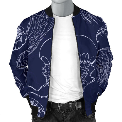 Jellyfish Pattern Print Design 05 Men Bomber Jacket