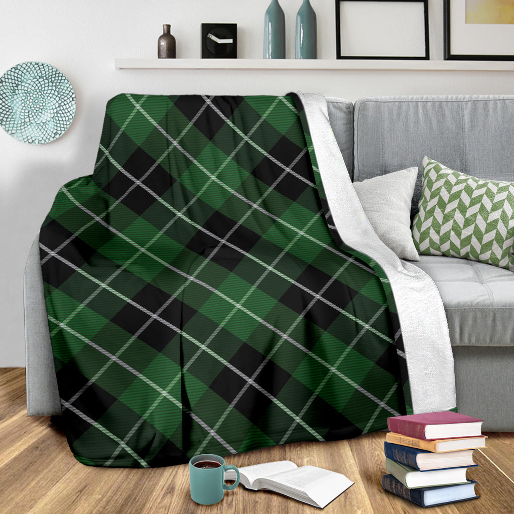 Plaid Green Pattern Print Design A05 Premium Blanket