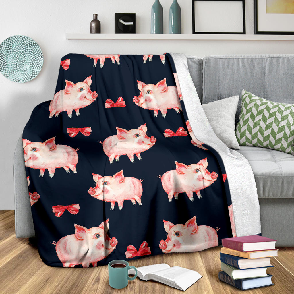 Pig Cute Pattern Print Design 02 Premium Blanket
