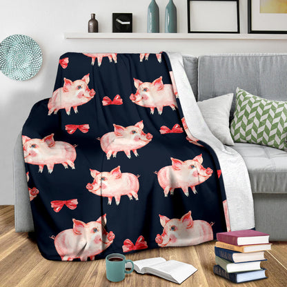 Pig Cute Pattern Print Design 02 Premium Blanket