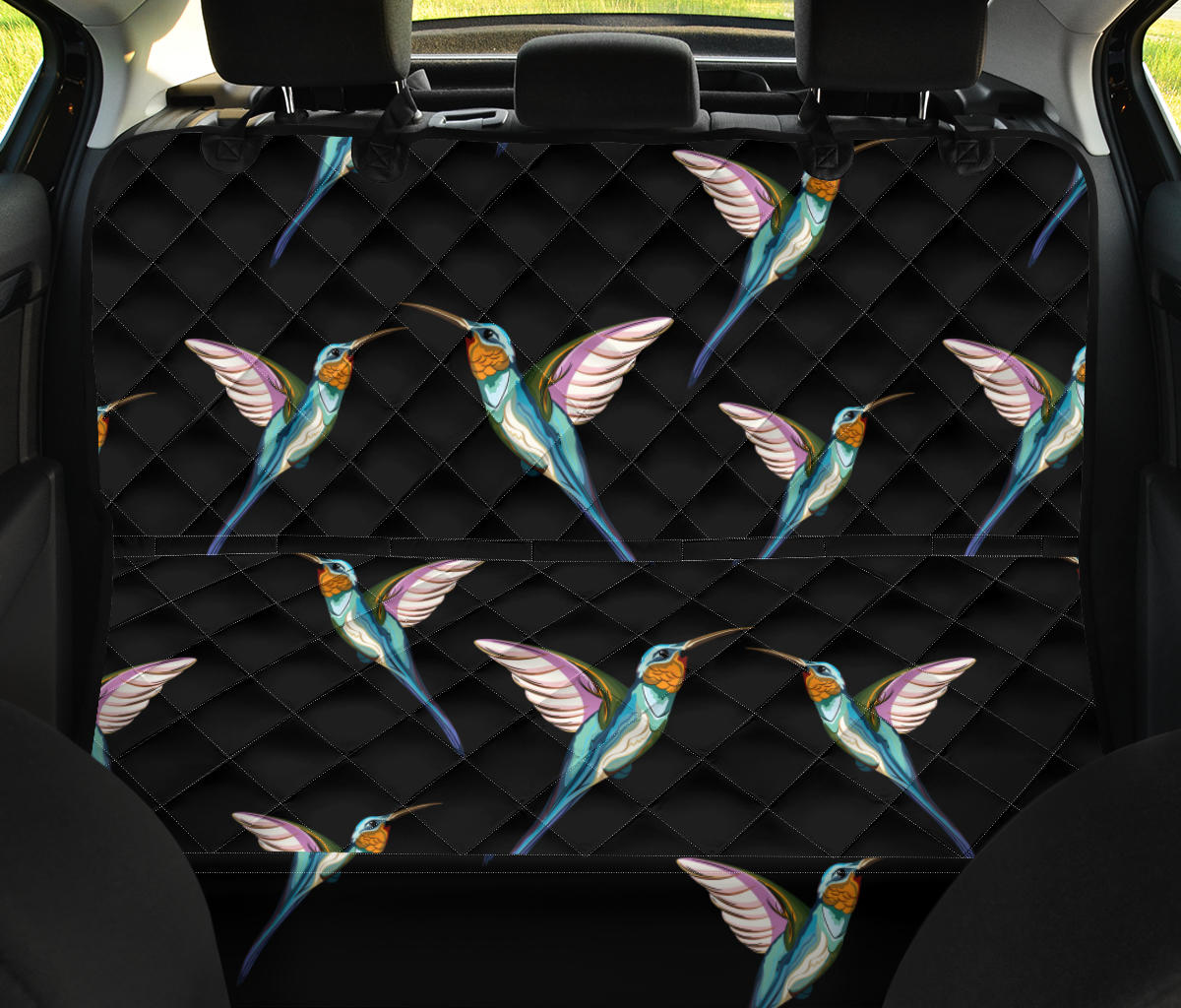 Hummingbird Pattern Print Design 06 Rear Dog Car Seat Cover Hammock