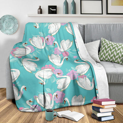 Swan Pattern Print Design 03 Premium Blanket