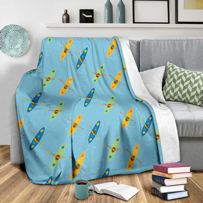 Kayak Pattern Print Design 04 Premium Blanket