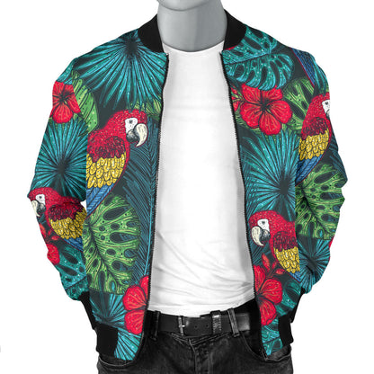 Parrot Pattern Print Design A05 Men Bomber Jacket
