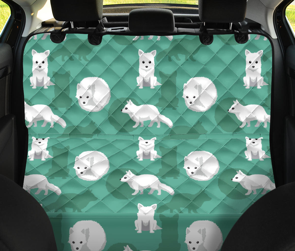 Arctic Fox Pattern Print Design Rear Dog Car Seat Cover Hammock