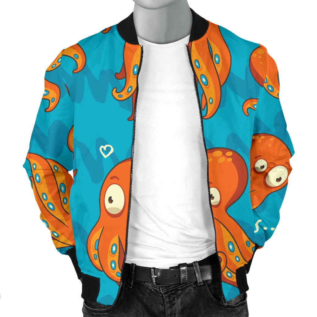 Octopus Pattern Print Design A02 Men Bomber Jacket