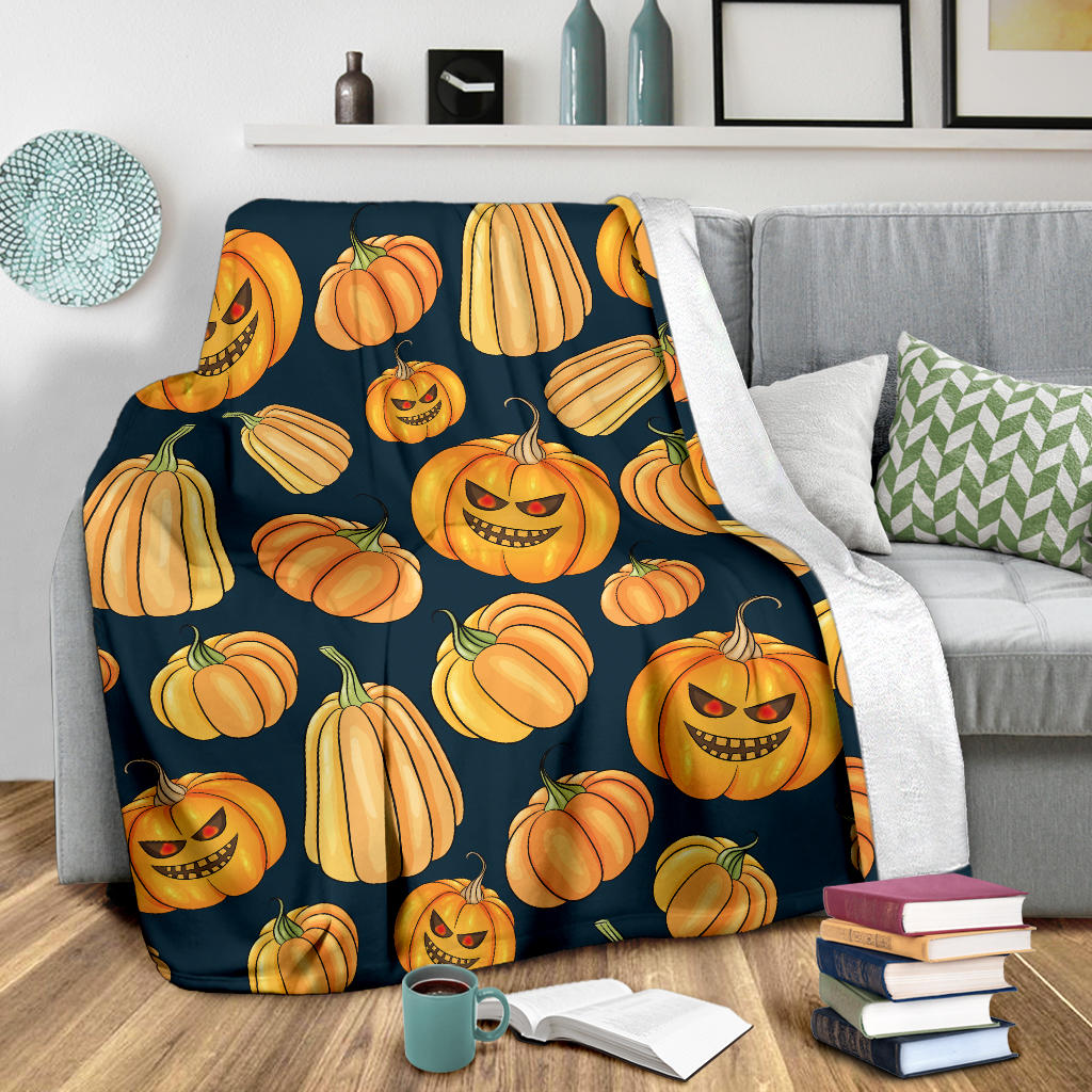 Pumpkin Halloween Pattern Print Design A04 Premium Blanket