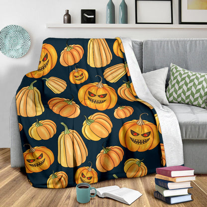 Pumpkin Halloween Pattern Print Design A04 Premium Blanket