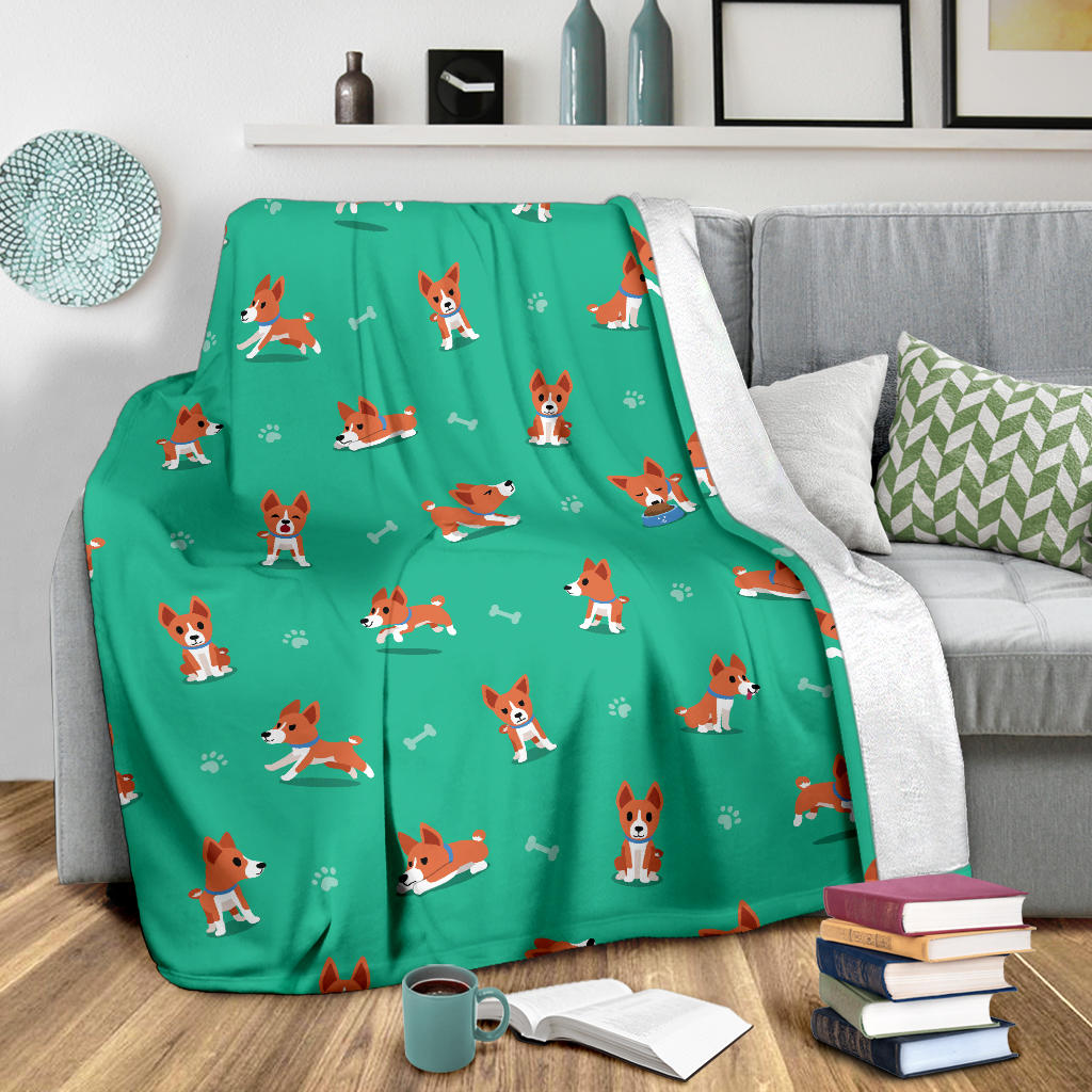 Basenji Pattern Print Design 02 Premium Blanket