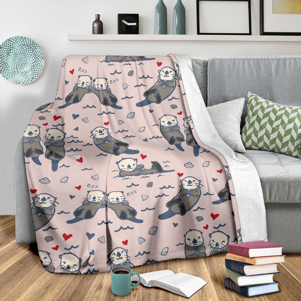 Sea Otter Pattern Print Design 02 Premium Blanket