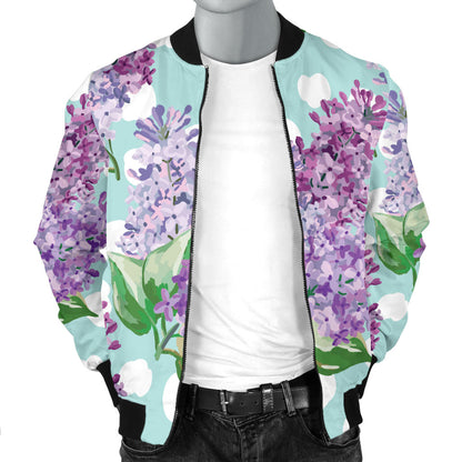 Lilac Pattern Print Design 02 Men Bomber Jacket