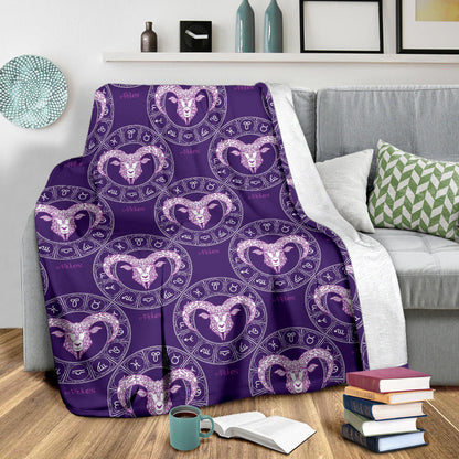 Aries Zodiac Pattern Print Design 02 Premium Blanket