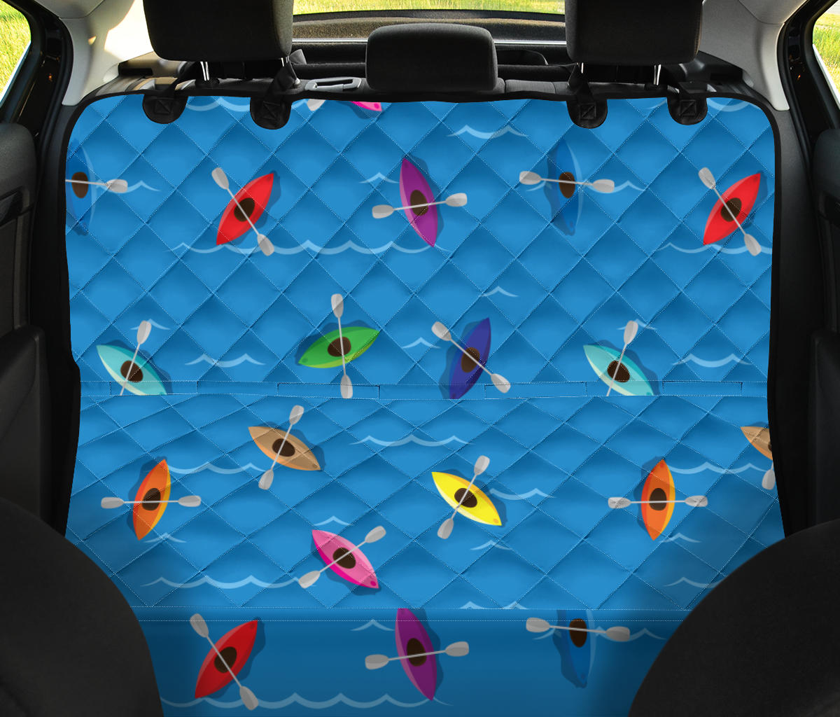 Kayak Pattern Print Design 03 Rear Dog Car Seat Cover Hammock