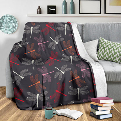 Dragonfly Pattern Print Design 01 Premium Blanket