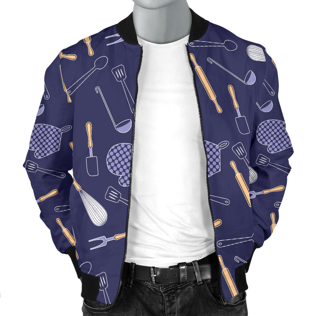 Cooking Kitchen Tools Pattern Print Design 04 Men Bomber Jacket