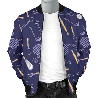 Cooking Kitchen Tools Pattern Print Design 04 Men Bomber Jacket
